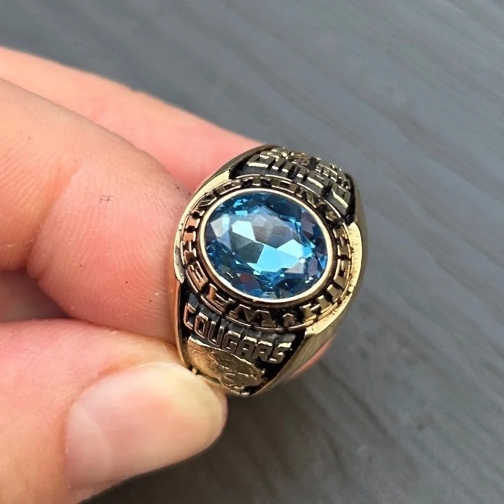 Washington High School Cougars Class Ring David 2015 Blue Stone Size 10.25
